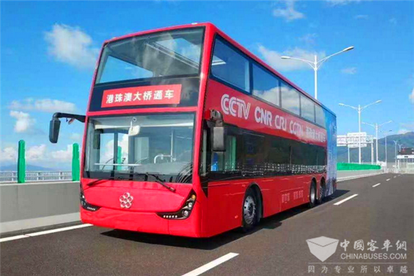 銀隆新能源雙層巴士作為央視直播車見證港珠澳大橋開通！